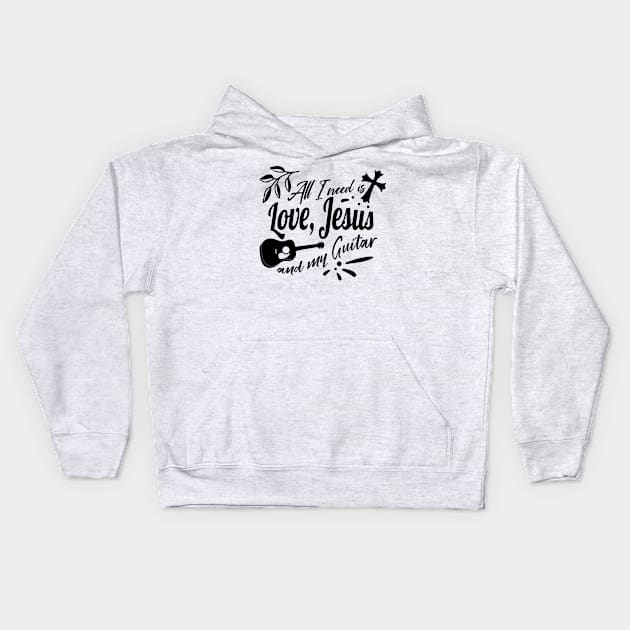Jesus and Guitar Kids Hoodie by Foxxy Merch